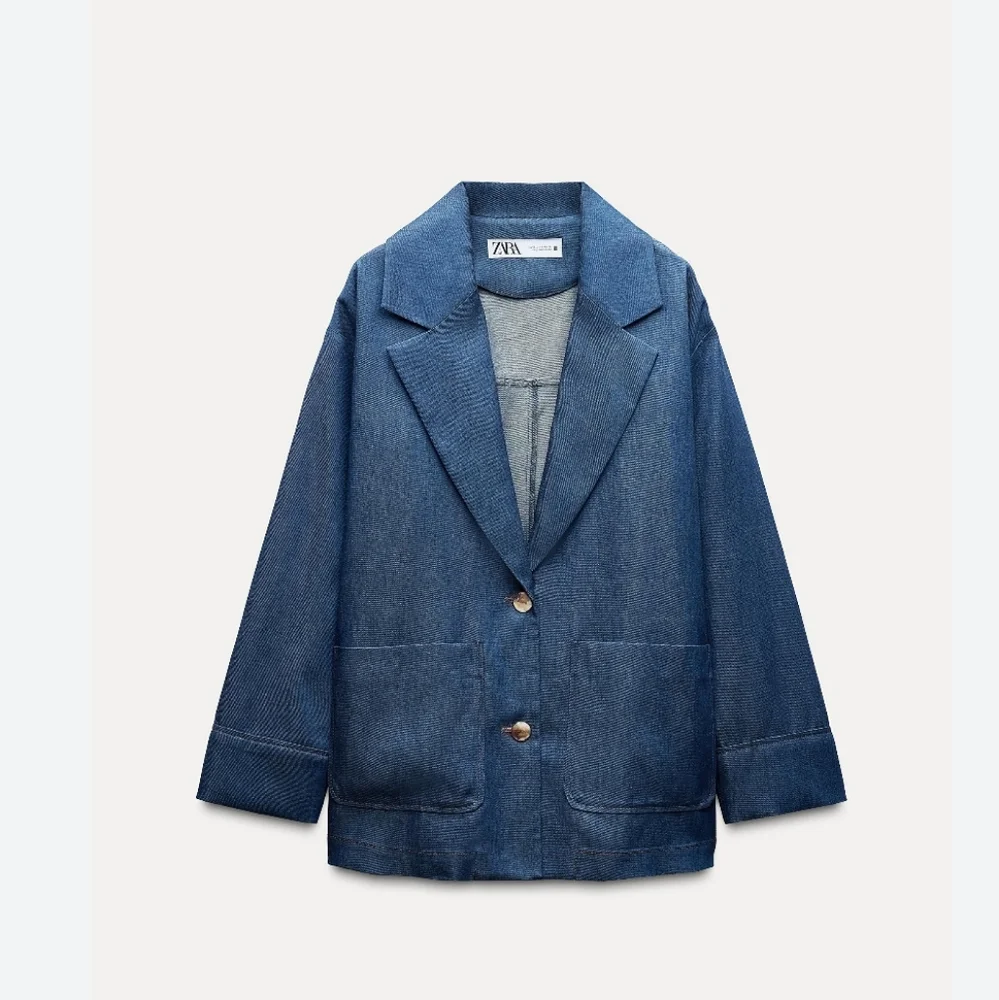 DENIM EFFECT OVERSIZED BLAZER SIZE L - Picture 7 of 10